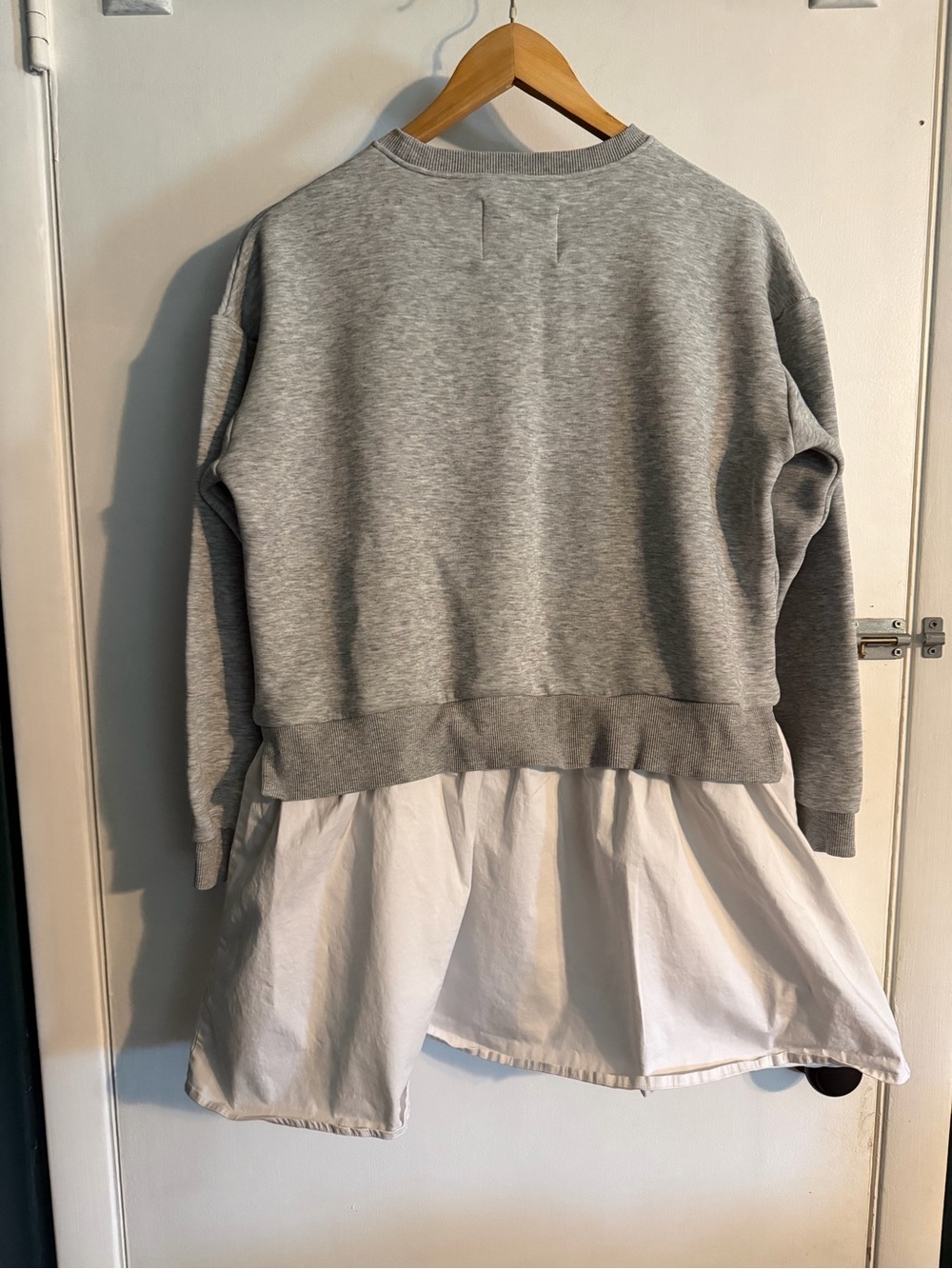 Addison Bay “Harper” Heather Grey and White Long Sleeve Layered Dress, Size Med - Picture 4 of 6
